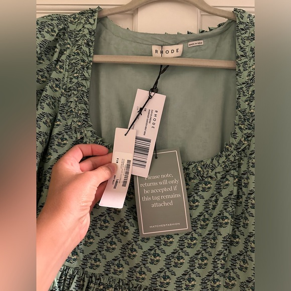 RHODE Daya Smocked Cotton Printed Mini Dress - Picture 3 of 6